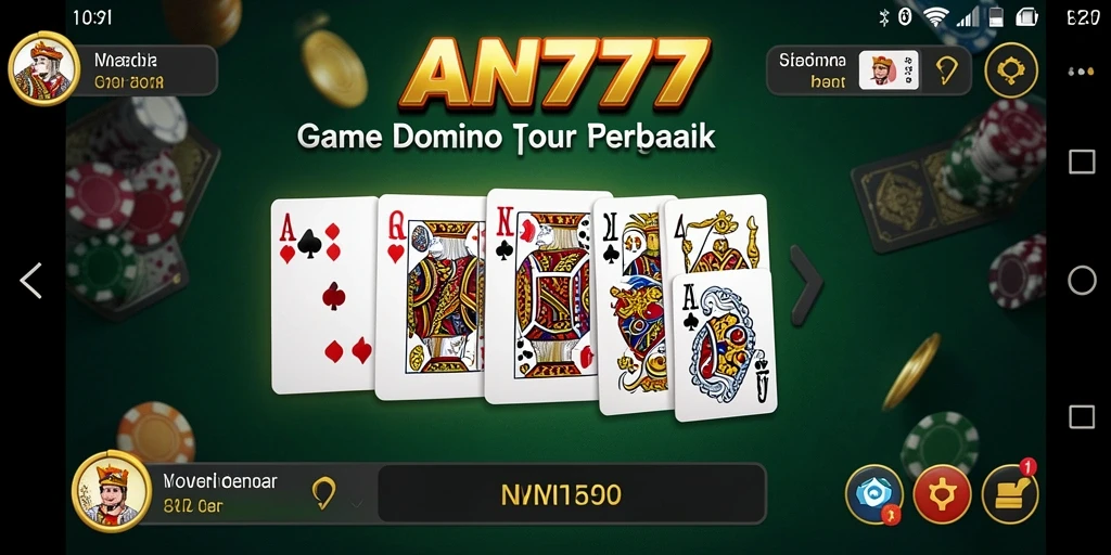 Screenshot AN777 menunjukkan pemain yang sedang bermain Domino dengan teman.