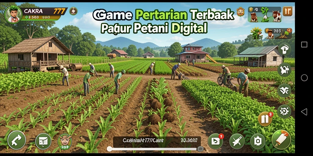 Tampilan gameplay CAKRA777 dengan aktivitas bertani yang seru dan interaktif.