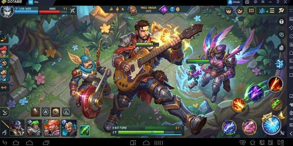 Tampilan gameplay DOTA88 dengan fitur tantangan musik yang interaktif.