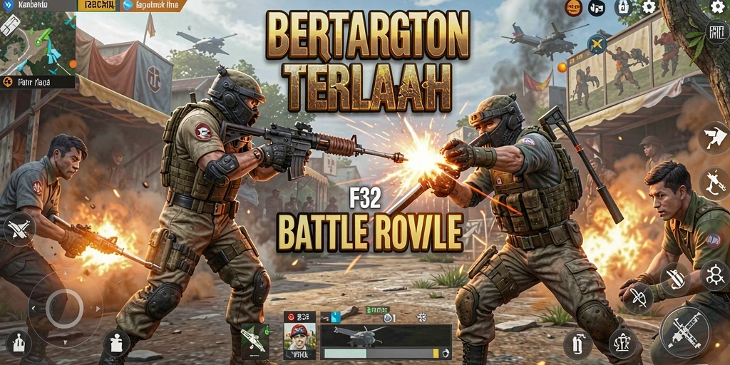 Screenshot F32 menampilkan aksi seru di pertempuran Battle Royale.