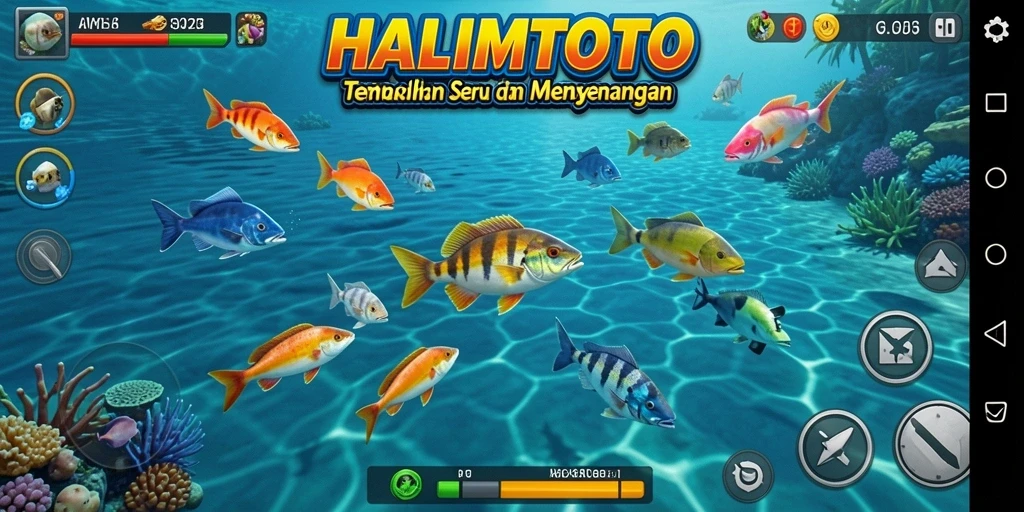 Tangkapan ikan beragam dalam gameplay Tembak Ikan HALIMTOTO.