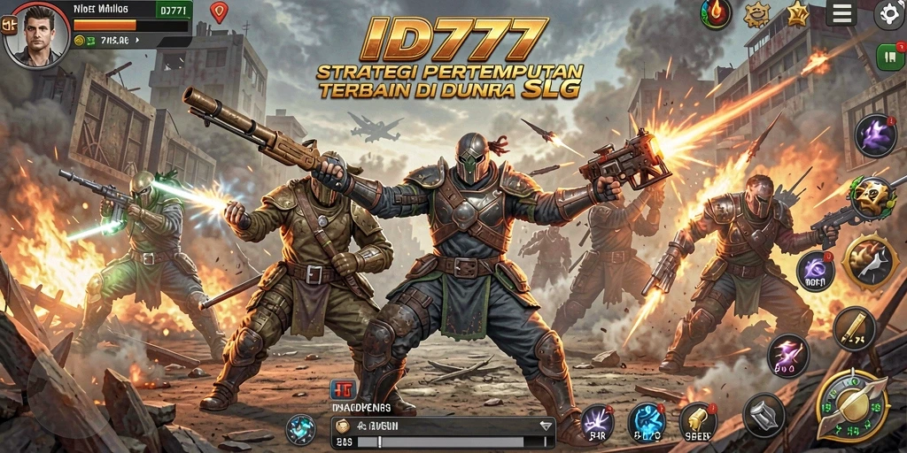 Tangkapan layar menampilkan pertempuran epik dalam game strategi SLG.
