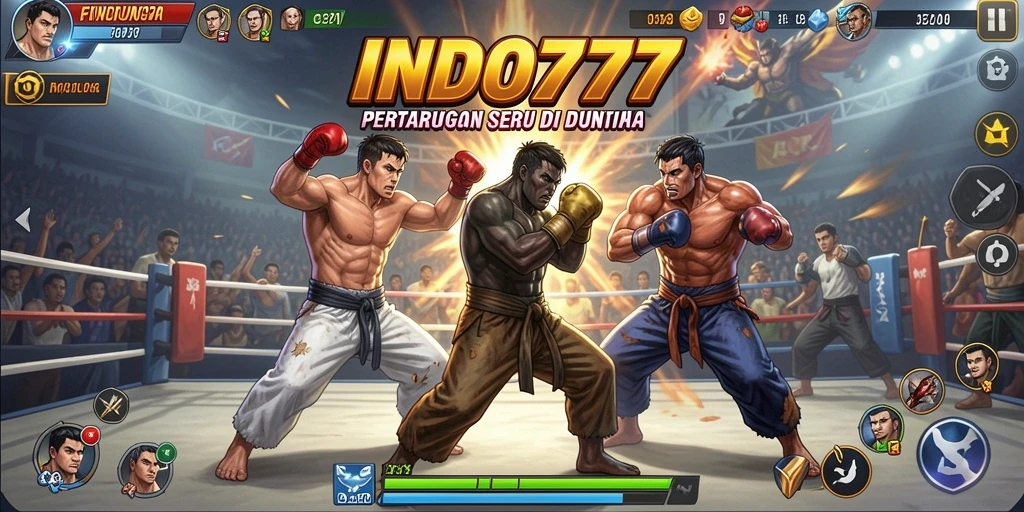 Tangkapan layar gameplay INDO777 dengan aksi pertarungan yang mendebarkan.