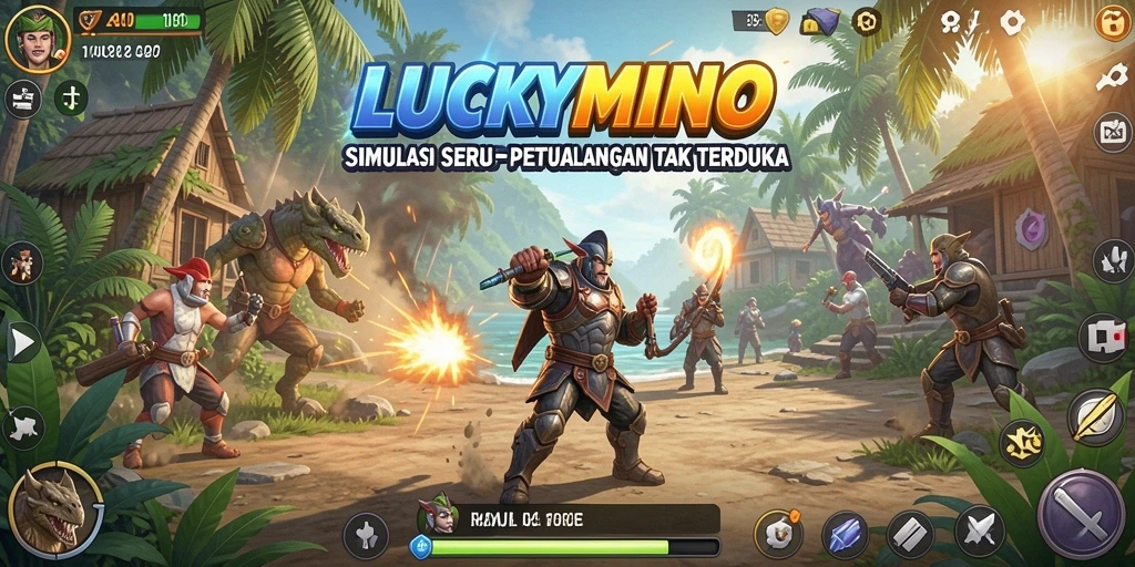 Tampilan gameplay seru di LUCKYMINO dengan petualangan menarik.