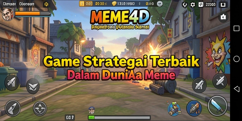 Screenshot gameplay menunjukkan strategi membangun kerajaan meme.