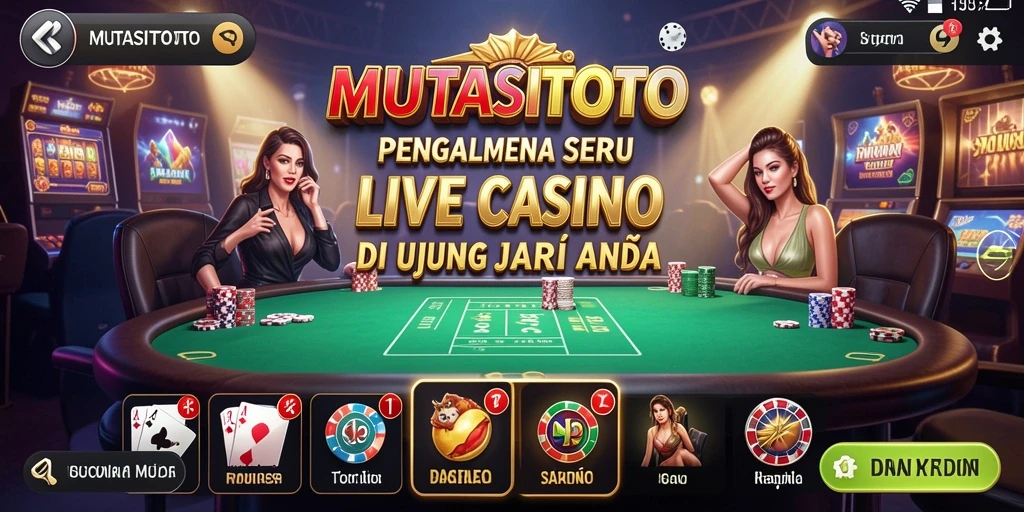 Gameplay mendebarkan Live Casino di aplikasi MUTASITOTO.