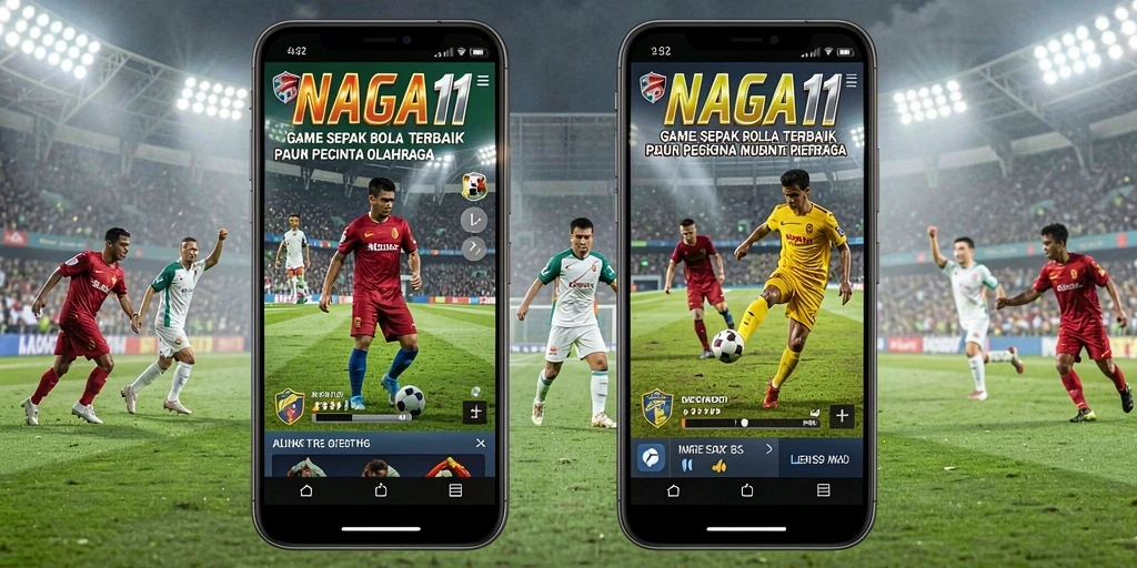 Tampilan menarik dari gameplay nyata NAGA11 di lapangan sepak bola.