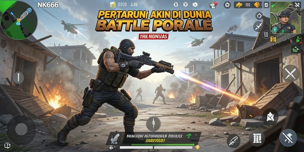 Tampilan gameplay NK666 yang mendebarkan dalam aksi Battle Royale.