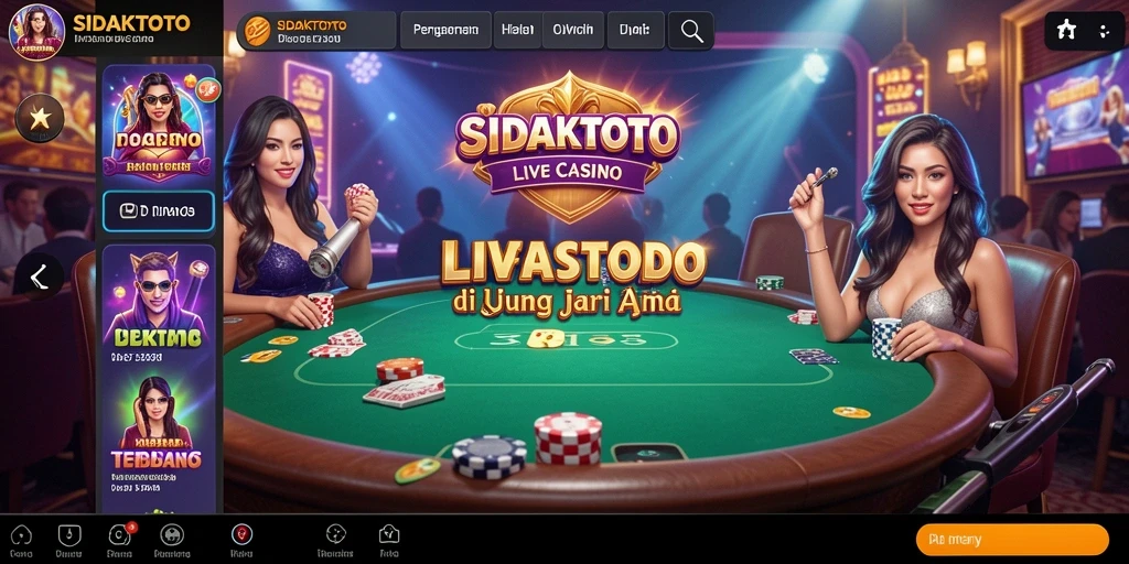 Screenshot gameplay SIDAKTOTO menampilkan dealer profesional di meja kasino.