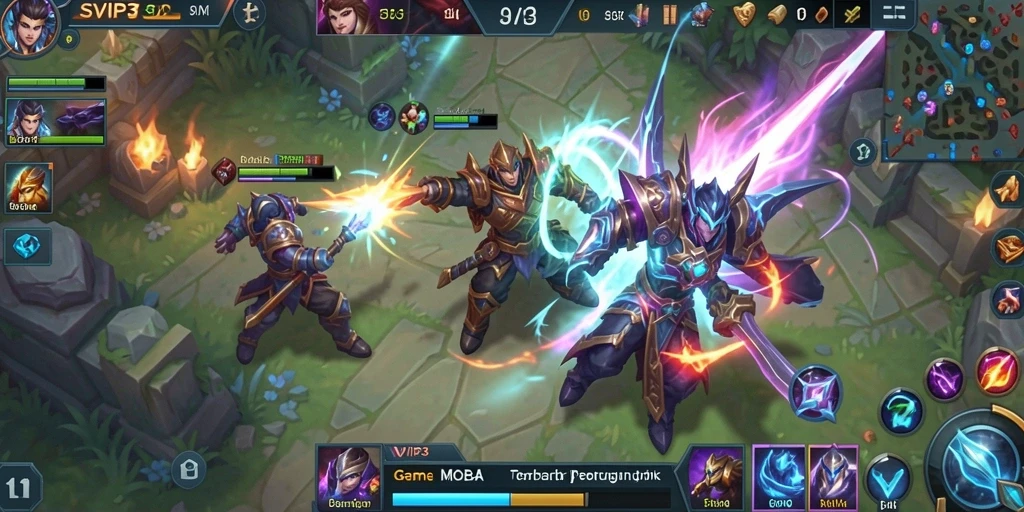 Tampilan dinamis gameplay SVIP3 dalam pertempuran MOBA.