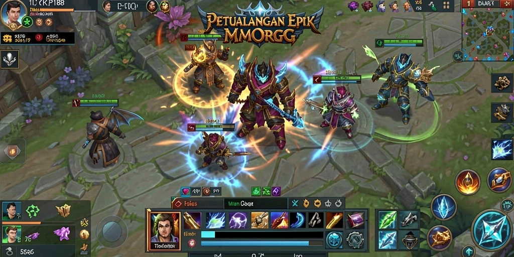 Screenshot utama TKP188 yang menunjukkan aksi pertarungan MMORPG yang seru.