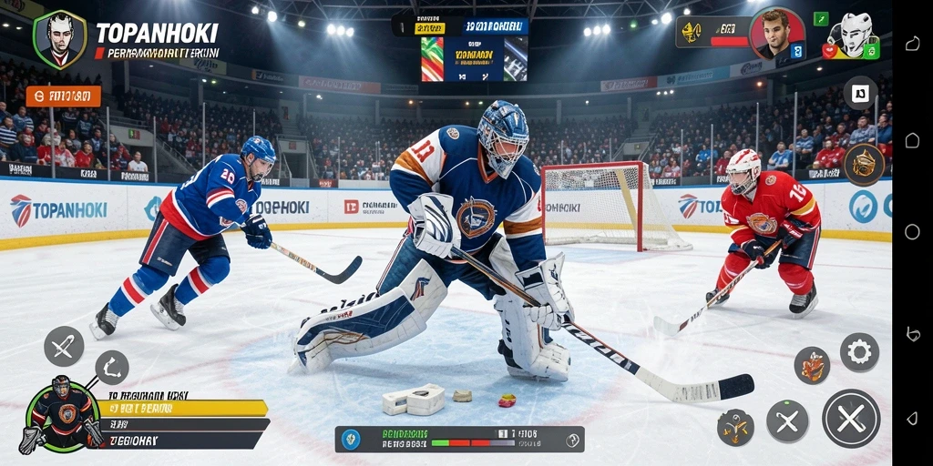 Gameplay seru di TOPANHOKI dengan aksi hoki yang mendebarkan.