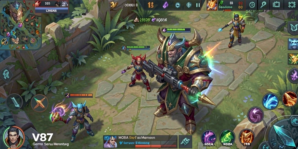 Gameplay seru V87 yang penuh strategi dan aksi.