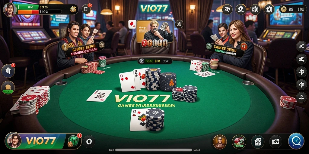 Screenshot utama VIO77 menampilkan gameplay Poker yang seru dan dinamis.